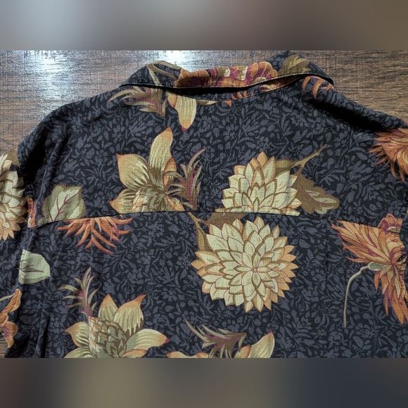 Island Shores Washable 100% Silk Floral Color Hawaiian Button Down Shirt Size L - Picture 13 of 14